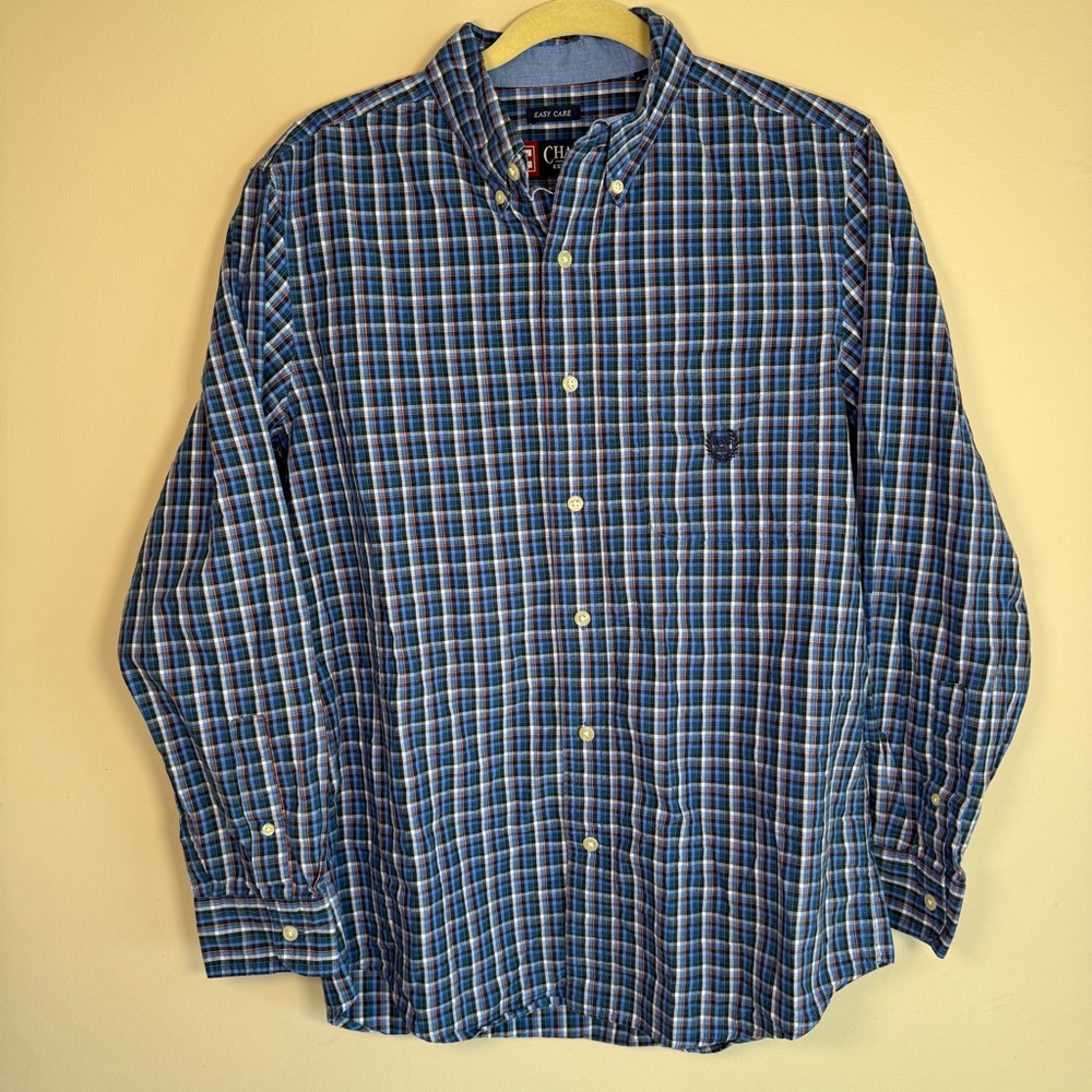 Chaps Men’s Blue Multi-Check Button-Down Shirt